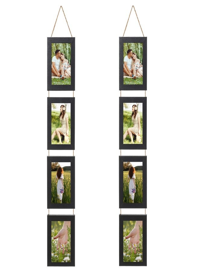 Caeuiciw 2 Packs Black 4x6 Hanging Picture Frames Set, 4 Openings Collage Photo Frames for Vertical 4 by 6 inch Pictures for Wall Decor - Image 1
